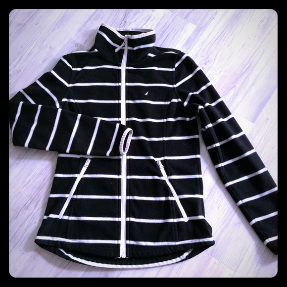 Nautica Tops - Nautica Black & White Fleece Jacket Small